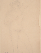 Femme nue debout, le bras gauche levé