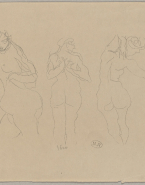 Croquis et études de nu féminin d'après un dessin de Rodin