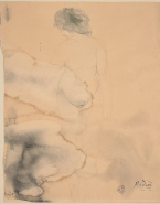 Femme nue debout, le visage et un bras vers la gauche ; Tête de femme (au verso)