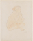 Femme nue assise en tailleur, vers la droite, les mains jointes sous le menton