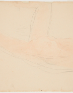 Femme nue, allongée, de profil et une jambe levée