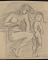 Femme nue accroupie devant un enfant de dos