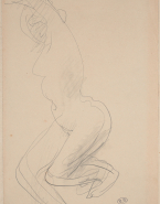Femme nue dansant, de profil à gauche