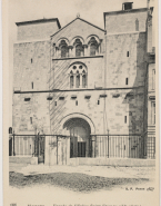Ombres sur la façade de l'église Saint-Etienne de Nevers (Nièvre) ; Reprise de la façade de l'église Saint-Etienne de Nevers (Nièvre) (au verso)