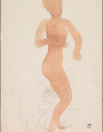 Femme nue aux bras et aux jambes légèrement pliés