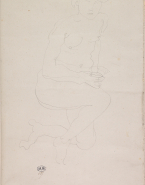 Femme nue tournée vers la droite, un genou en terre