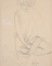 Femme drapée, à demi assise sur les talons, une main à l'œil gauche