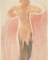 Femme nue debout pressant ses seins dans les mains