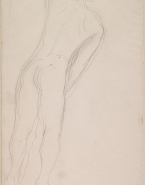 Femme nue de dos, penchée vers la droite