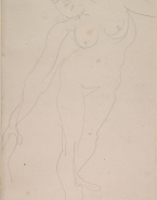 Femme nue debout, les bras écartés