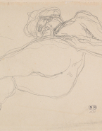 Femme nue allongée sur le flanc vers la gauche
