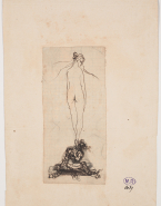Vénus supportée par un amour en guise de piédestal ; Quatre empreintes d'un couple enlacé (au verso)