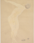 Femme nue debout, la tête et l'un des bras tournés vers l'arrière