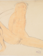 Femme nue assise aux jambes écartées