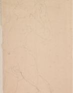 Femme nue agenouillée, les bras au-dessus de la tête