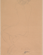 Femme nue assise, de dos et de trois-quarts vers la gauche