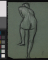 Femme nue debout, de dos, une jambe relevée
