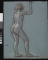 Femme nue de dos tournée vers la droite, au bras droit levé
