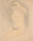 Femme nue assise de trois quarts vers la gauche, les mains à la chevelure