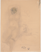 Femme nue assise, les bras repliés au-dessus du visage