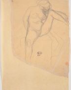 Femme nue assise, une jambe haut levée ; Bras (au verso)