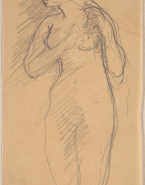 Femme nue debout, les bras repliés vers la poitrine