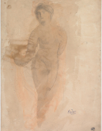 Femme nue tenant une draperie