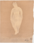 Femme nue, un vêtement aux pieds