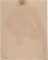 Femme nue assise et de face, une main passée sous la cuisse
