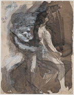 Le dieu de l'harmonie ou ombres appelant ; Femme nue assise au bras levé (au verso)