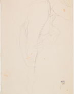 Femme nue sur le dos, dressant une jambe de ses deux mains