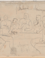 Juges infernaux assis autour de Minos ; Personnages nus (au verso)