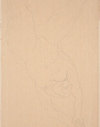 Femme nue allongée, de face, les bras tendus au-dessus de la tête
