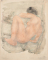 Femme nue assise, de profil à gauche, un coude sur les jambes repliées