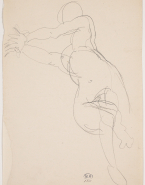 Femme nue allongée, les bras tendus vers la gauche