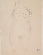 Femme nue agenouillée, de face, les mains au dos