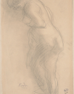 Femme nue de dos, tournée de trois quarts vers la gauche