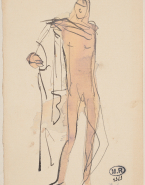 Femme nue passant un vêtement