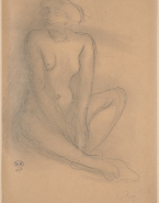Femme nue assise, les mains au creux des jambes repliées