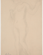 Femme nue debout, un bras vers la droite