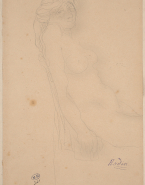 Femme nue assise de profil à droite