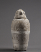 Vase canope avec couvercle à tête de singe Hapi