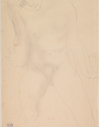 Femme nue assise de face, en appui sur les mains
