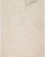 Femme nue, assise sur les talons vers la droite