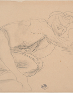 Femme nue assise, penchée en avant, bras et jambes repliés