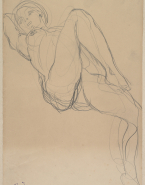 Femme nue allongée, une jambe posée sur une cuisse