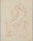 Homme nu, assis sur une balustrade embrassant une femme nue sur ses genoux