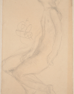 Femme nue assise, de profil à gauche