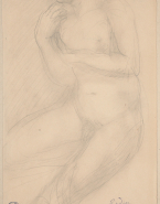 Femme nue assise vers la gauche, une main sous le menton, dite la pensive