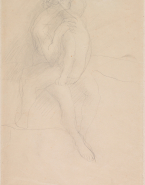 Femme nue assise tenant contre elle et sur les genoux un corps d'adolescent